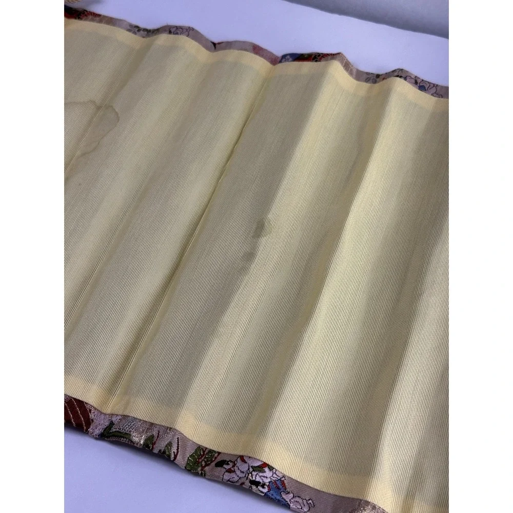 Vintage Japanese Silk Brocade Table Runner Gold Metallic Court Scene B-8